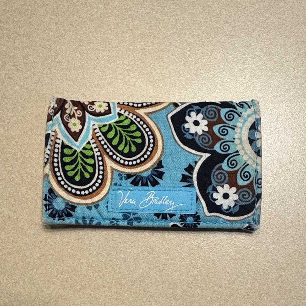 Vera Bradley Blue and Brown Floral Card Holder